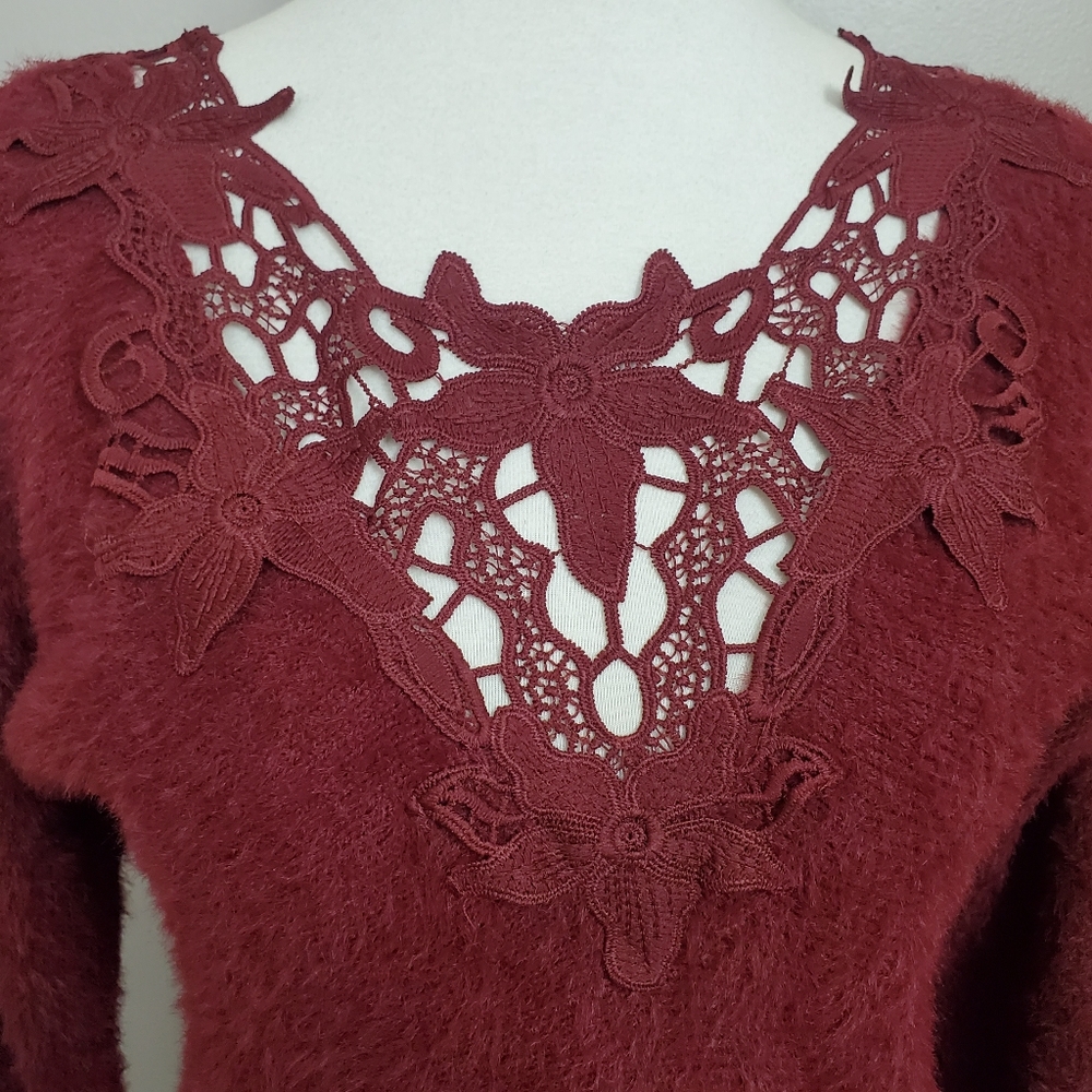 BKE Fuzzy Crochet Detail Sweater - Picture 5 of 10